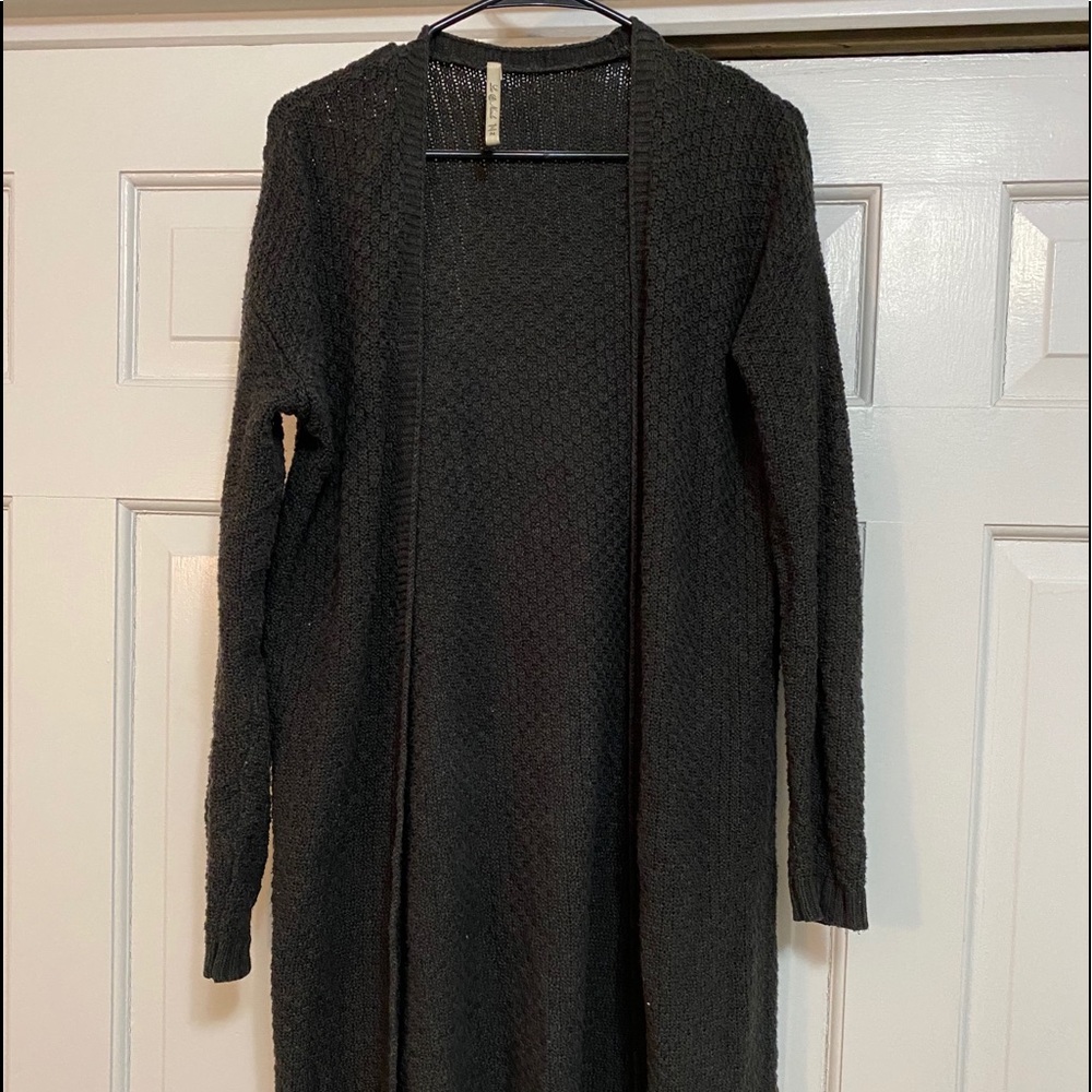 long grey cardigan